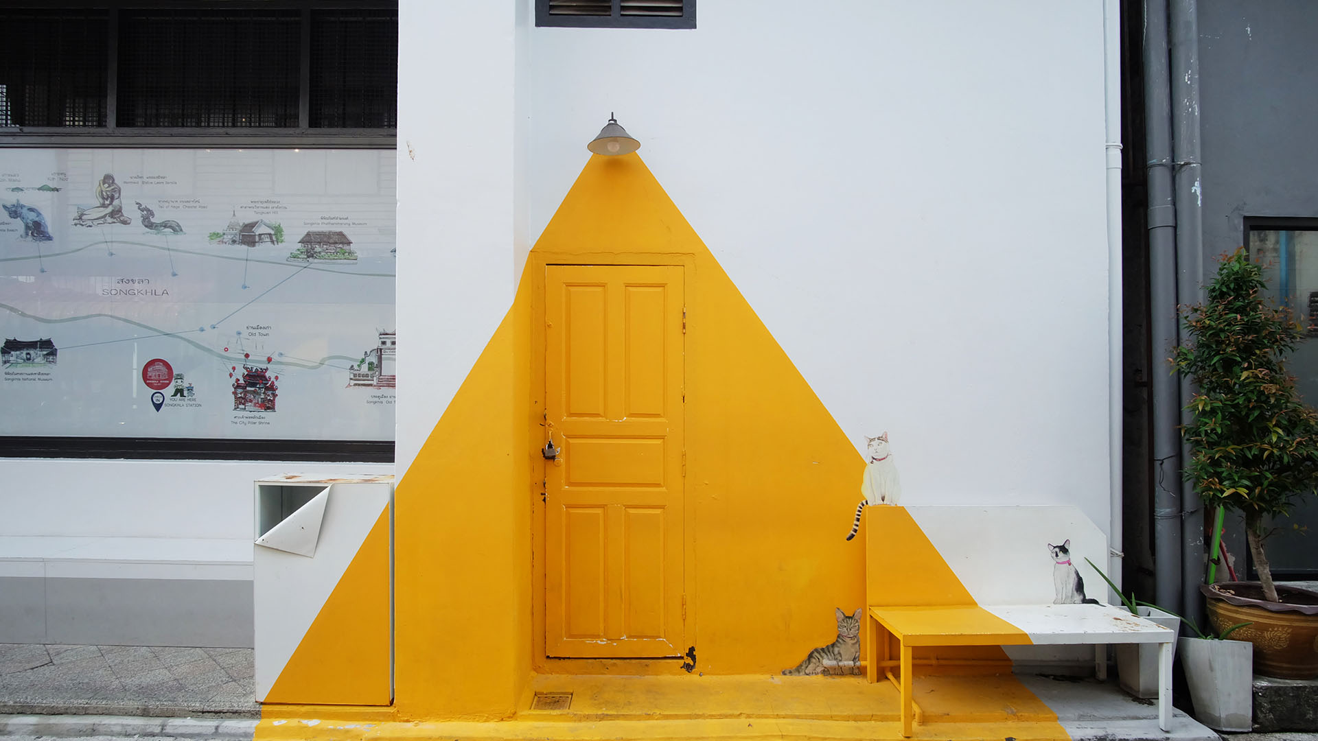 Yellow and white concrete building